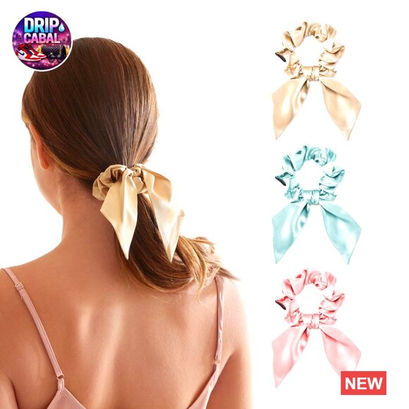 Mulberry Silk Hair Ties 3-Pack No Damage Bunny Ear Scrunchies Women Girls main image 5